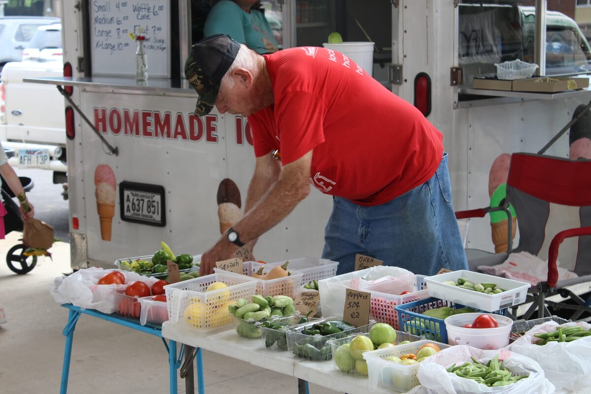 Setting up at the market