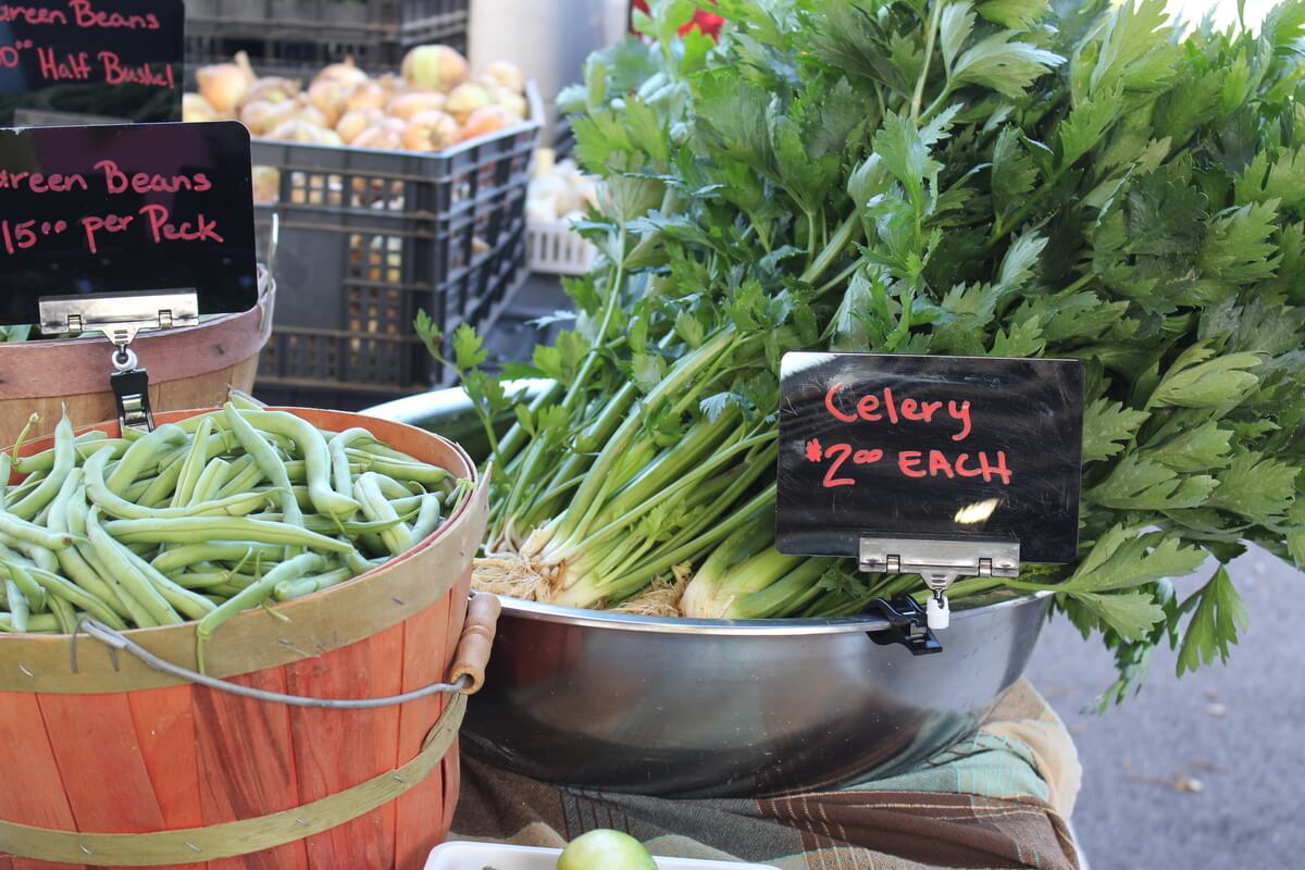 Celery and peas for sale