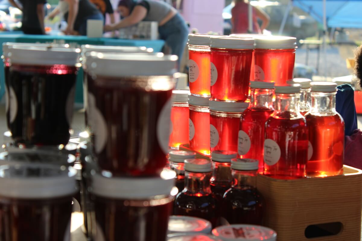 Jars of Items for sale at the Farmers Market